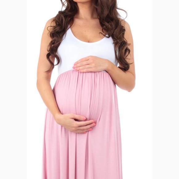 Brand new maternity color block maxi dress - Picture 2 of 5